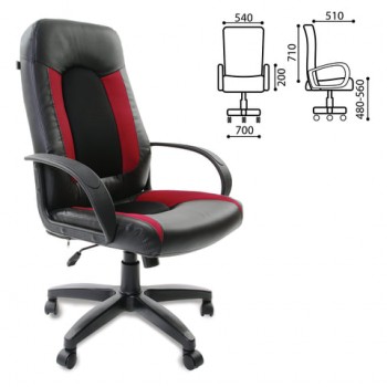 Кресло офисное BRABIX Strike EX-525 (черно-красный) в Нижнекаменке - nizhnekamenka.mebel54.com | фото