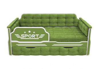 Кровать 190 серии Спорт 1 ящик 76 Зелёный (мягкие боковые накладки) в Нижнекаменке - nizhnekamenka.mebel54.com | фото