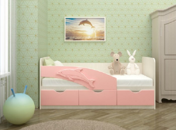 Кровать детская 1,6м Дельфин (Розовый металлик) в Нижнекаменке - nizhnekamenka.mebel54.com | фото