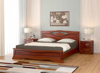 Кровать Карина-7 из массива сосны 1400*2000 Орех в Нижнекаменке - nizhnekamenka.mebel54.com | фото