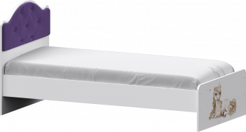 Кровать Каспер с мягкой спинкой и фотопечатью (900х1900)Белый/Фиолетовый в Нижнекаменке - nizhnekamenka.mebel54.com | фото