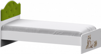 Кровать Каспер с мягкой спинкой и фотопечатью (900х1900)Белый/Лайм в Нижнекаменке - nizhnekamenka.mebel54.com | фото