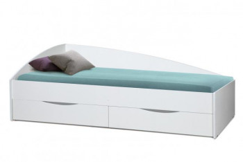 Кровать одинарная "Фея - 3" (асимметричная) (2000х900) New/(белый / белый / ДВПО белый) в Нижнекаменке - nizhnekamenka.mebel54.com | фото