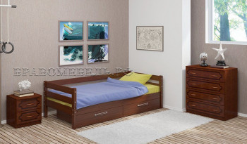 Кровать одинарная ГЛОРИЯ из массива сосны  900*2000 (Орех) в Нижнекаменке - nizhnekamenka.mebel54.com | фото