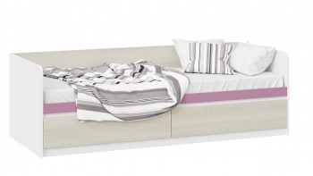 Кровать «Сканди» с 2 ящиками Дуб Гарден/Белый/Лиловый в Нижнекаменке - nizhnekamenka.mebel54.com | фото