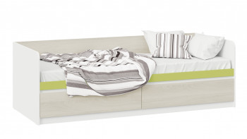 Кровать «Сканди» с 2 ящиками Дуб Гарден/Белый/Зеленый в Нижнекаменке - nizhnekamenka.mebel54.com | фото