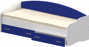 Кровать Софа-7 с мягкой спинкой (800х1900) Белый/Синий в Нижнекаменке - nizhnekamenka.mebel54.com | фото