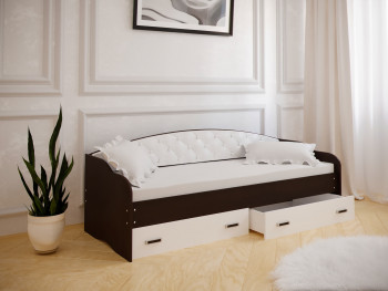 Кровать Софа-8 с мягкой спинкой (900х2000) Венге/ Белый в Нижнекаменке - nizhnekamenka.mebel54.com | фото