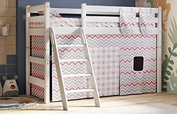 Кровать Соня вариант 6 полувысокая с наклонной лестницей Белый полупрозрачный в Нижнекаменке - nizhnekamenka.mebel54.com | фото