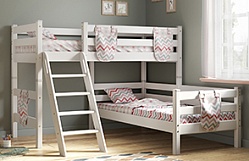 Кровать Соня вариант 8 угловая с наклонной лестницей Белый полупрозрачный в Нижнекаменке - nizhnekamenka.mebel54.com | фото