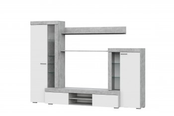 Мебель для гостиной МГС 5 Цемент светлый / Белый в Нижнекаменке - nizhnekamenka.mebel54.com | фото