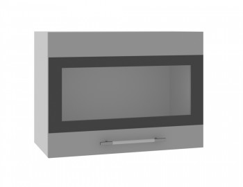 Норд ШВГС 600 Шкаф верхний горизонтальный со стеклом (Софт черный/корпус Белый) в Нижнекаменке - nizhnekamenka.mebel54.com | фото