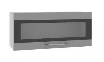 Норд ШВГС 800 Шкаф верхний горизонтальный со стеклом (Софт черный/корпус Белый) в Нижнекаменке - nizhnekamenka.mebel54.com | фото