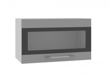 Ройс ПГСФ 600 Шкаф верхний горизонтальный со стеклом с фотопечатью (Графит софт/корпус Серый) в Нижнекаменке - nizhnekamenka.mebel54.com | фото
