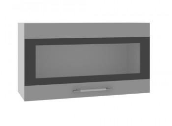 Ройс ВПГСФ 800 Шкаф верхний горизонтальный со стеклом с фотопечатью высокий (Графит софт/корпус Серый) в Нижнекаменке - nizhnekamenka.mebel54.com | фото