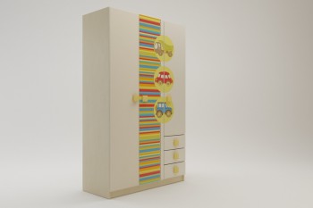 Шкаф 3-х створчатый с ящиками Клаксон (Бежевый/корпус Клен) в Нижнекаменке - nizhnekamenka.mebel54.com | фото