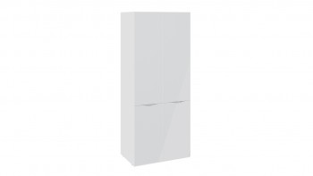 Шкаф для одежды с 2 дверями со стеклом «Глосс» (Белый глянец/Стекло ) в Нижнекаменке - nizhnekamenka.mebel54.com | фото