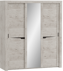 Шкаф трехдверный Соренто с раздвижными дверями Дуб бонифаций/Кофе структурный матовый в Нижнекаменке - nizhnekamenka.mebel54.com | фото